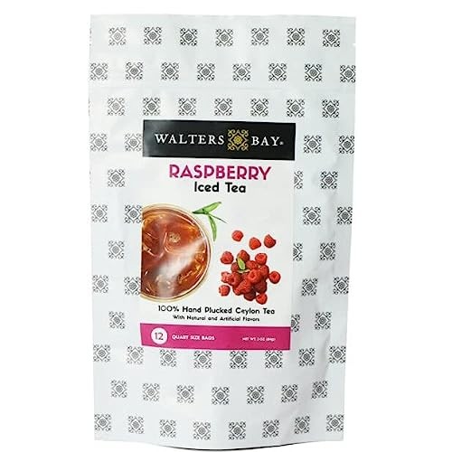 Walters Bay Raspberry Iced Tea, 12 Count, Quart Sized Tea Bags, ...