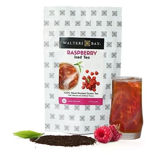 Walters Bay Raspberry Iced Tea, 12 Count, Quart Sized Tea Bags, ...
