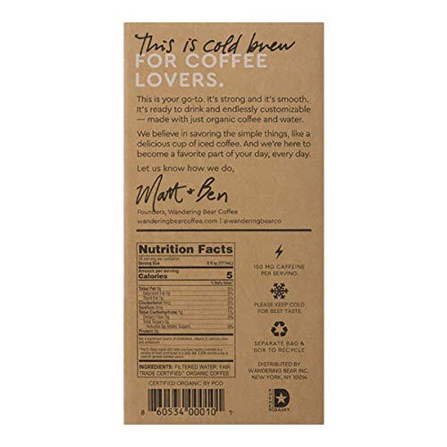 Wandering Bear Organic Cold Brew Coffee On Tap, Straight Black,
