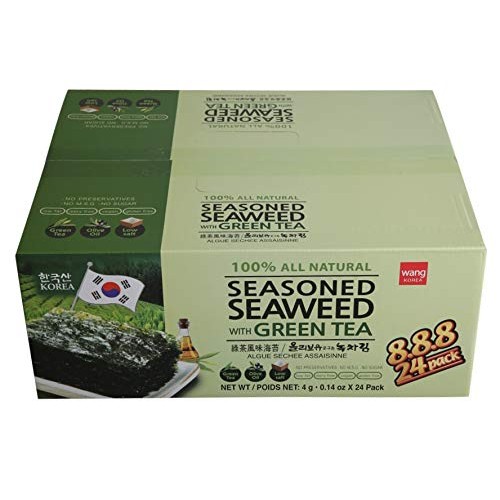 Wang Olive Oil Roasted Seaweed Snack With Green Tea, 0.14 Ounce,