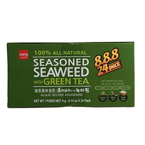 Wang Olive Oil Roasted Seaweed Snack With Green Tea, 0.14 Ounce,