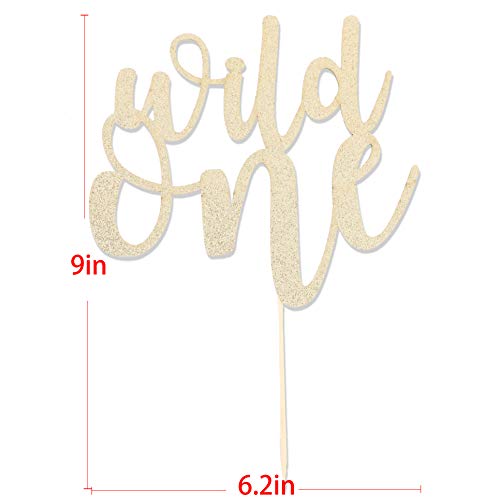 Waouh Wild One Cake Topper - Golden Glitter Cake Topper For Birt