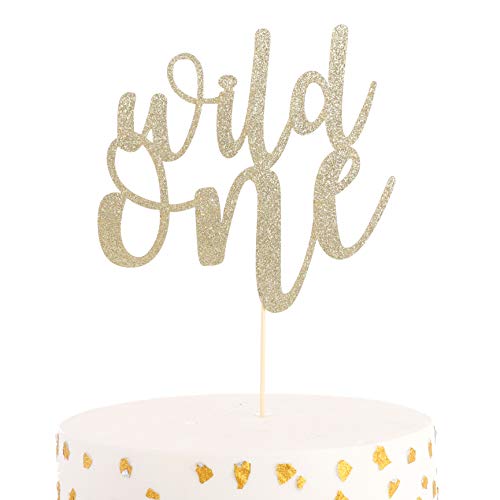 Waouh Wild One Cake Topper - Golden Glitter Cake Topper For Birt