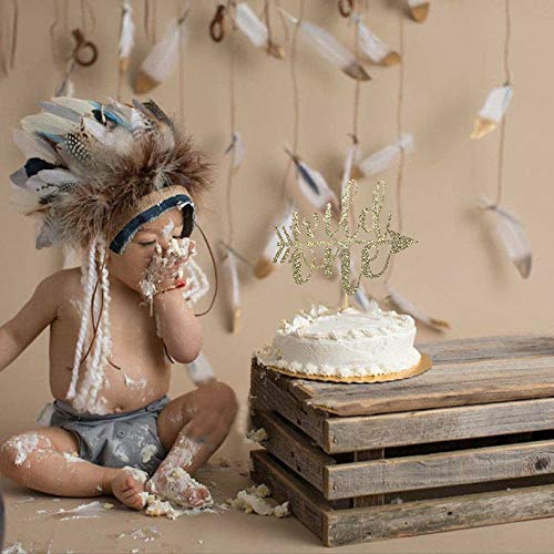 Wild One Cake Topper For Birthday - Gold Glitter Smash Cake Topp