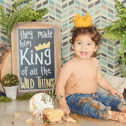 Wild One Cake Topper For Birthday - Gold Glitter Smash Cake Topp