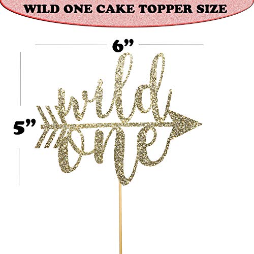 Wild One Cake Topper For Birthday - Gold Glitter Smash Cake Topp