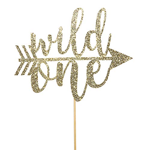 Wild One Cake Topper For Birthday - Gold Glitter Smash Cake Topp