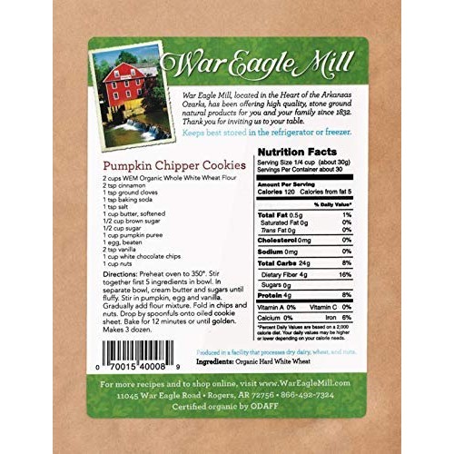 War Eagle Mill Whole White Wheat Flour, Organic, Non-Gmo, 2 Lb