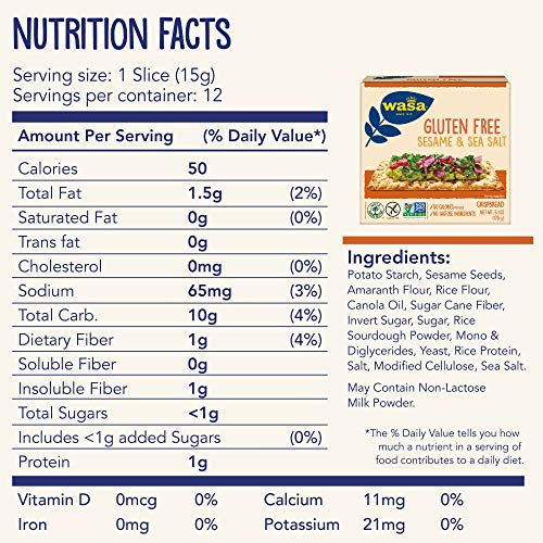 Wasa Gluten Free Sesame &Amp; Sea Salt Crispbread, 6.1 Oz Pack Of 10