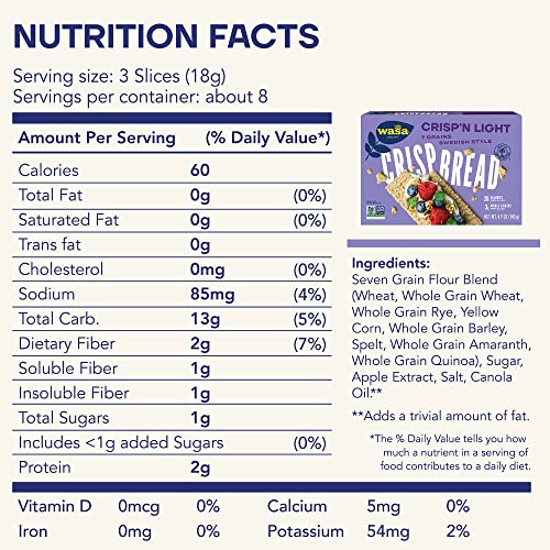 Wasa Crisp’N Light 7 Grains Crispbread, 4.9 Oz Pack Of 4, Crac...