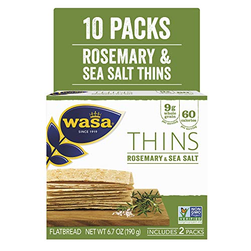 Wasa Flatbread Thins, Rosemary And Sea Salt, 6.7 Ounce Pack Of 10