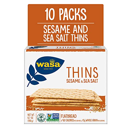 Wasa Flatbread Thins, Sesame And Sea Salt, 6.7 Ounce Pack Of 10
