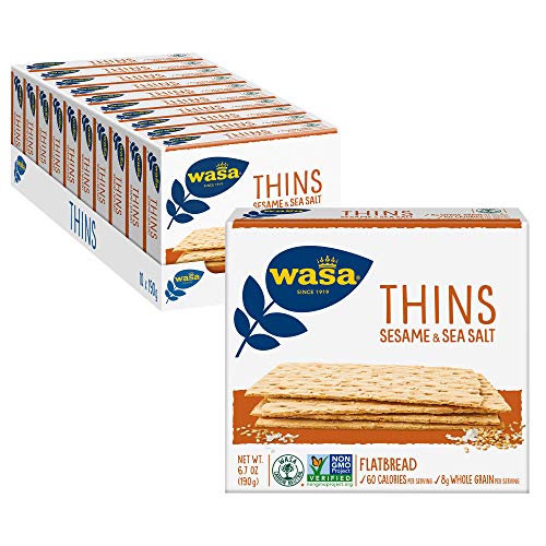 Wasa Flatbread Thins, Sesame And Sea Salt, 6.7 Ounce Pack Of 10