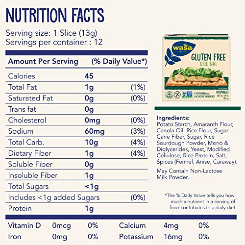 Wasa Gluten Free Original Crispbread, 5.4 Ounce Pack Of 10