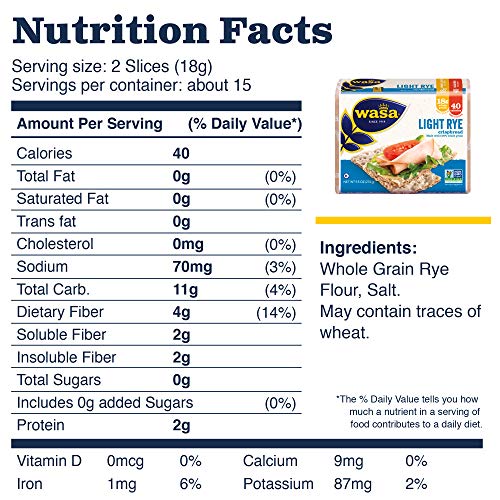 Wasa Light Rye Crispbread, 9.5 Ounce Pack Of 12 Wasa Light Rye Crispbread, 9.5 Ounce Pack Of 12