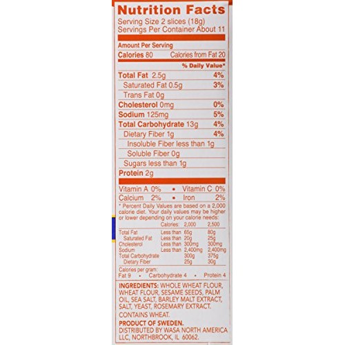 Wasa Flatbread Thins Crackers, Sesame And Sea Salt, 6.7 Ounce