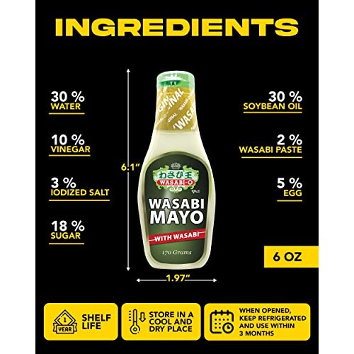 Wasabi O Spicy Mayonnaise - Premium Mayo Cream with Real Wasabi ...