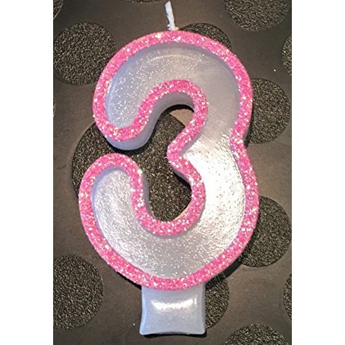 Wasiwax No 3 Birthday Candle - Pink Glitter - Browse Our Store