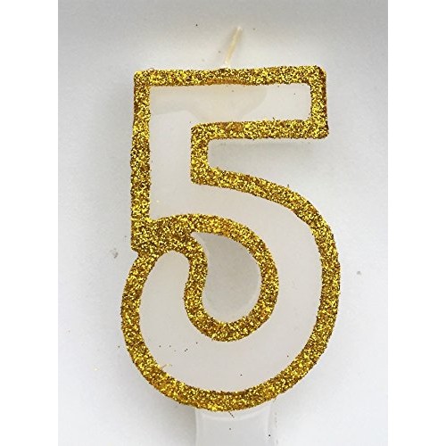 Wasiwax No 5 Birthday Candle - Gold Glitter - Browse Our Store