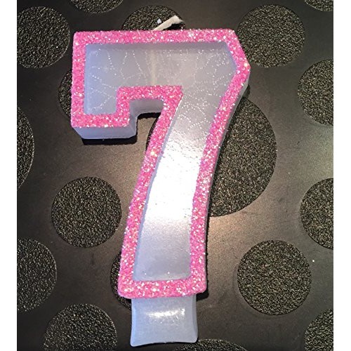 Wasiwax No 7 Birthday Candle - Pink Glitter - Browse Our Store