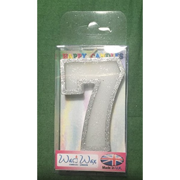 Wasiwax No 7 Birthday Candle - Silver Glitter - Browse Our Sto