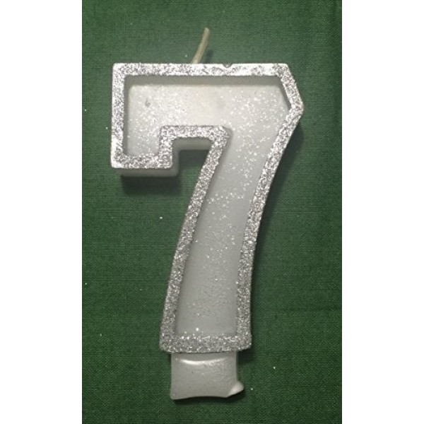 Wasiwax No 7 Birthday Candle - Silver Glitter - Browse Our Sto