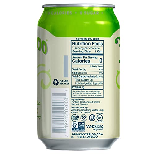 Waterloo Sparkling Water, Lemon-Lime Naturally Flavored, 12 Fl O...
