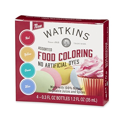 Watkins Assorted Food Coloring, 1 Each Red, Yellow, Green, Blue,