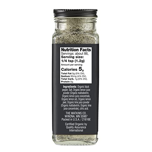 Watkins Gourmet Organic Spice Jar, Lemon Pepper Blend, 3.6 Ounce...