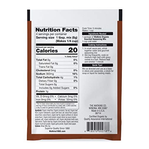 Watkins Organic Brown Gravy Gourmet Seasoning Mix, 0.85 Oz Pack