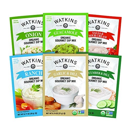 Watkins Organic Gourmet Dip Mix, Onion, 1.0 Oz. Packets, 12-Pack