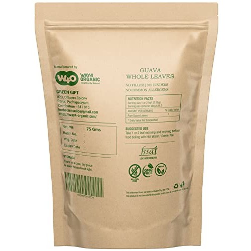 Guava Whole Dry Leaves 2.65 oz75 grams, Loose Leaf Tea, 100% P...