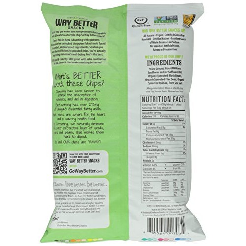 Way Better Snacks Tortilla Chips, Black Bean, 5.5 Ounce