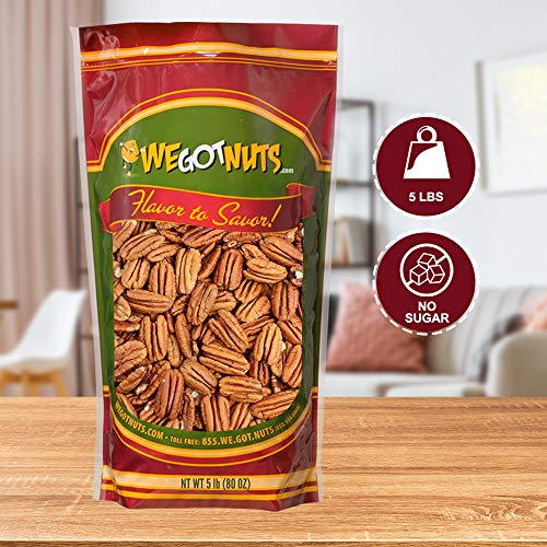 5-Pounds of 100% Natural Raw Pecan Nuts- Whole, Shelled & Unsalt...