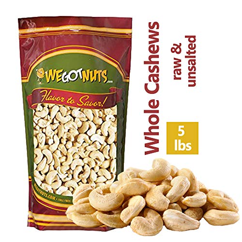 Cashews, Whole, Raw, 320, Bulk Nuts - We Got Nuts 5 Lbs.