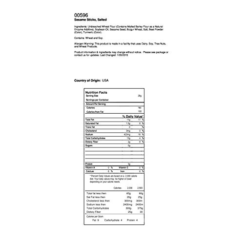 Weaver Nut Salted Sesame Sticks 1 Lb.