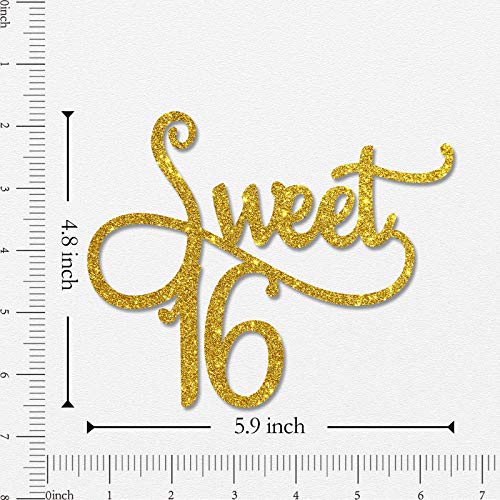 Gold Sweet 16 Cake Topper - Happy 16Th Birthday Party Decoration