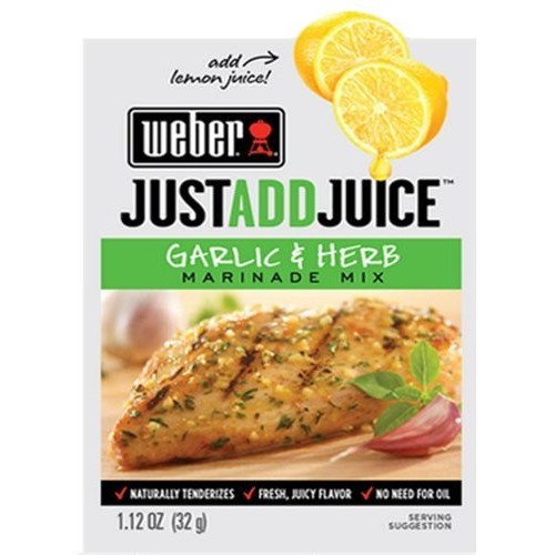 Weber Just Add Juice Marinade Mix, Garlic And Herb 1.12 Ounce P