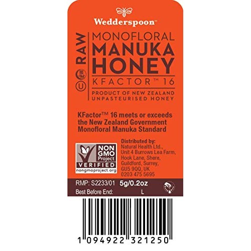 Wedderspoon 100% Raw Manuka Honey Kfactor, 24 Count