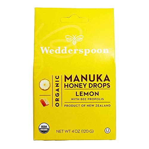 Wedderspoon Organic Manuka Honey Drops, Lemon + Bee Propolis, 4.