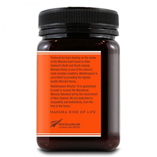 Wedderspoon Raw Premium Manuka Honey Kfactor 16+, 17.6 Ounce