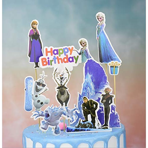 34Pcs Frozener Birthday Cake Topper And Cupcake Toppers - 10Pcs