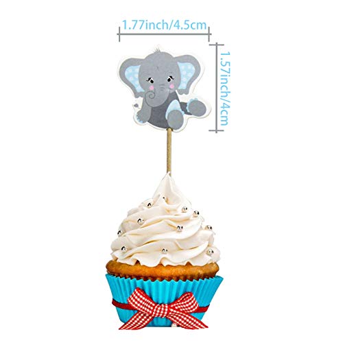 Yurnoet 24Pc Elephant Cupcake Toppers Boy‘S Birthday Party Decor