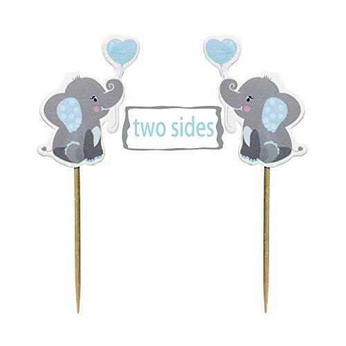 Yurnoet 24Pc Elephant Cupcake Toppers Boy‘S Birthday Party Decor