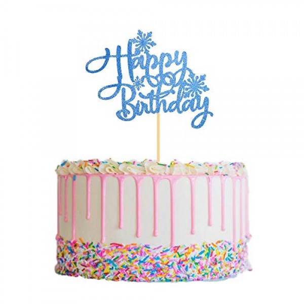 Snowflake Happy Birthday Cake Topper, Frozen Birthday Cake Toppe...