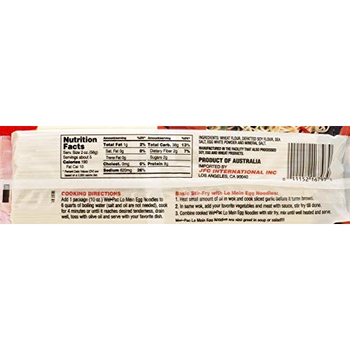 Welpac Lo Mein Egg Noodles, 10 Ounce Pack Of 12