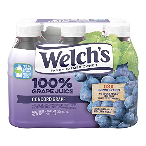 Welchs 100% Juice, Concord Grape, No Sugar Added, 10 Ounce On T