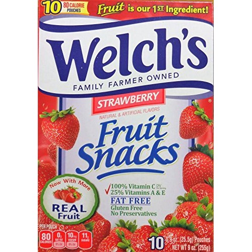 Welchs Strawberry Flavor Fruit Snacks, 10 Pouches 2 Packs