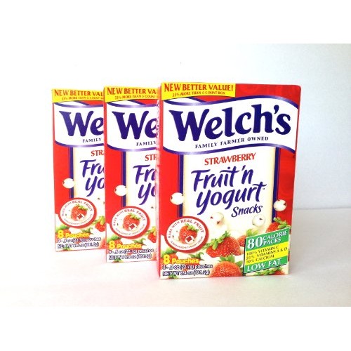 Welchs Fruit N Yogurt Snacks Strawberry 8 Pouches, Pack Of 3