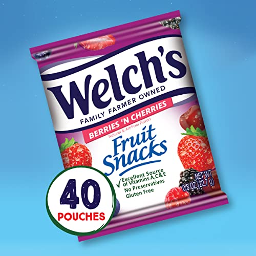 Welchs Fruit Snacks, Berries N Cherries, Gluten Free, Bulk Pac